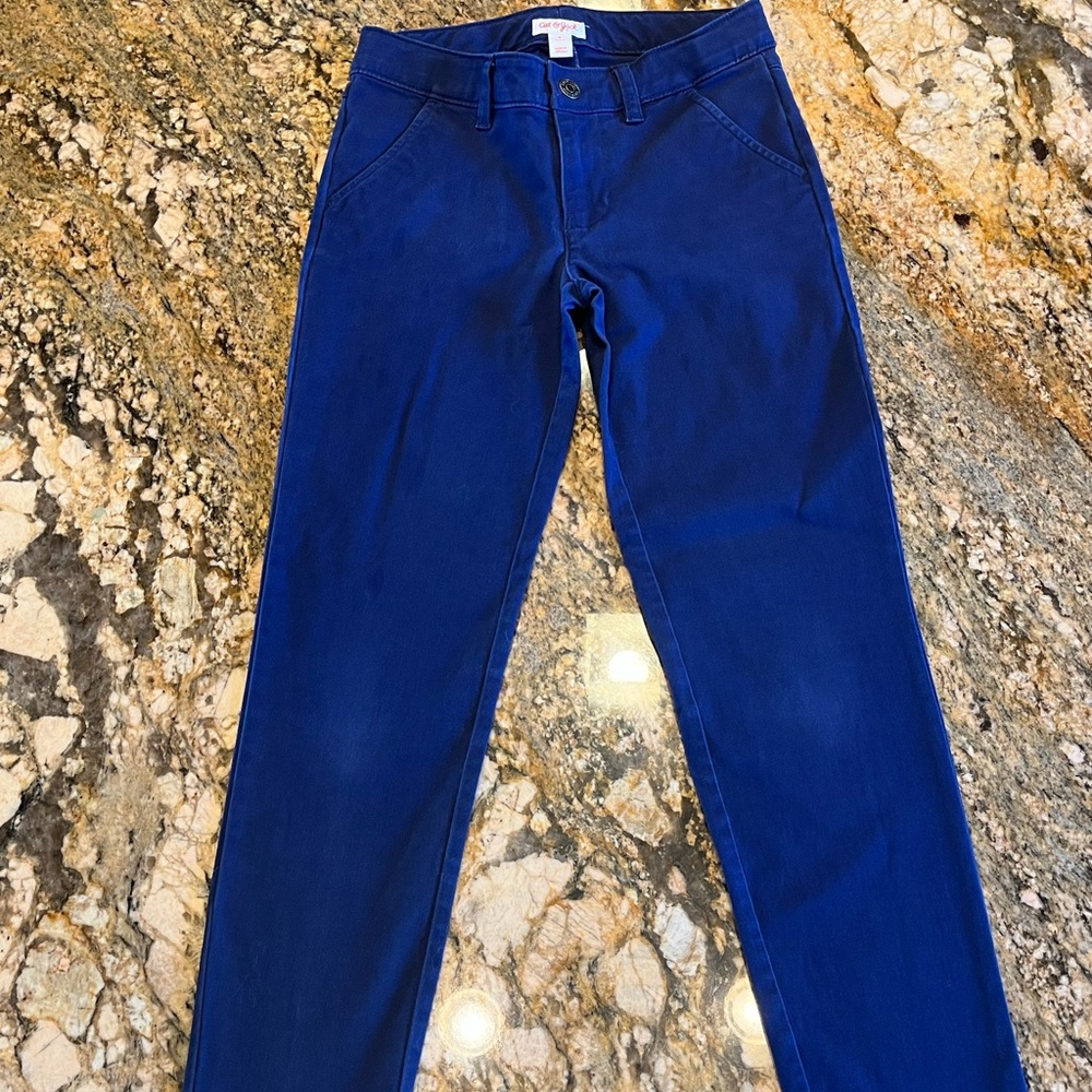 Got too small. Cat and Jack. Size 8 straight. Color blue